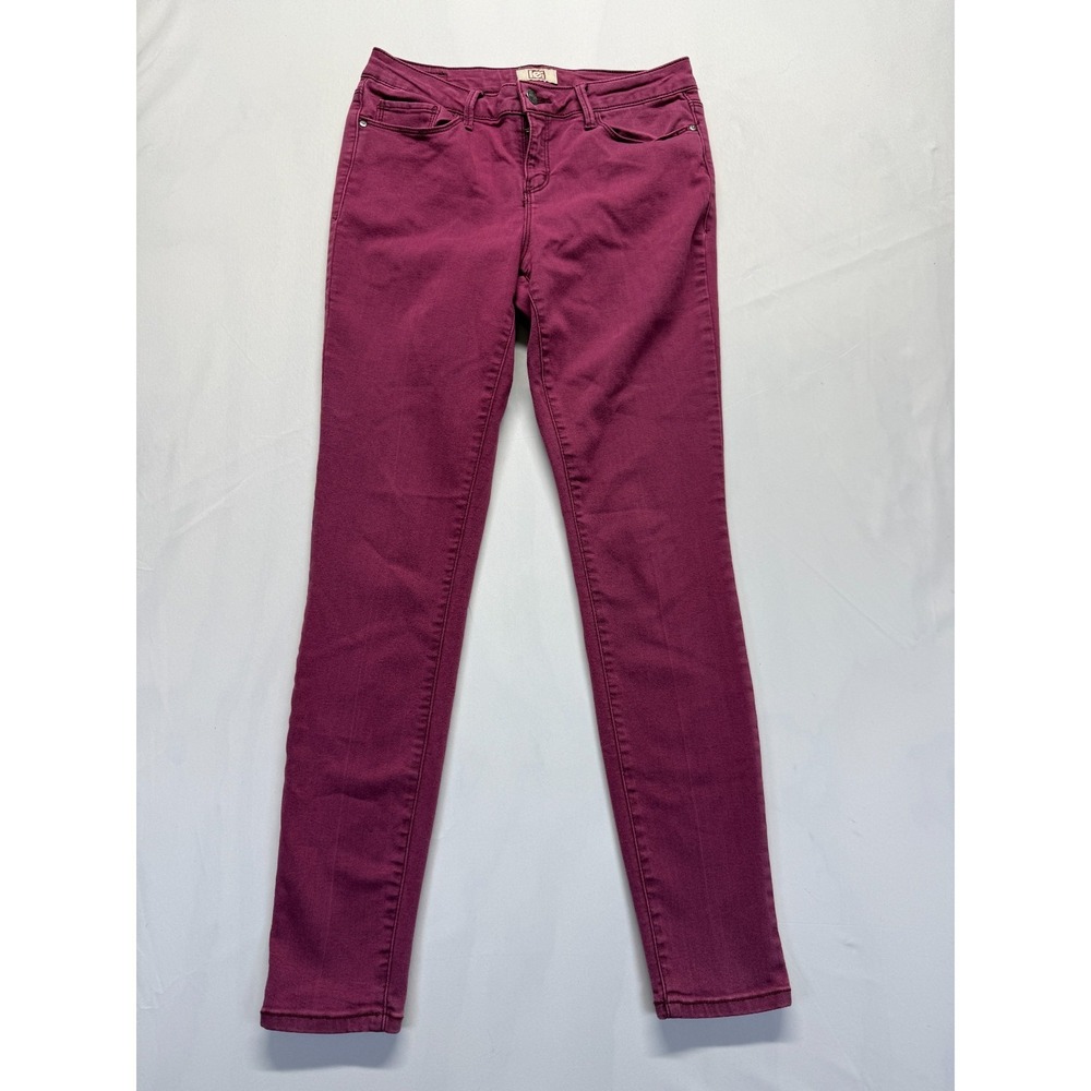 l.e.i. Skinny Jeans Womens‎ 9 Burgundy Denim Cotton Stretch Mid Rise Streetwear